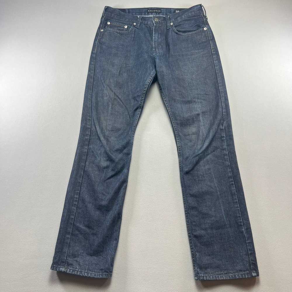 Bullhead Denim Co. Slim Straight Jeans Mens 30x32 Blue Cotton Mid Rise Zip Fly